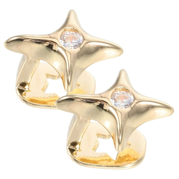 OUNONA 2pcs Decorative Teeth Grill in Golden for Hip Hop Fans and at Parties