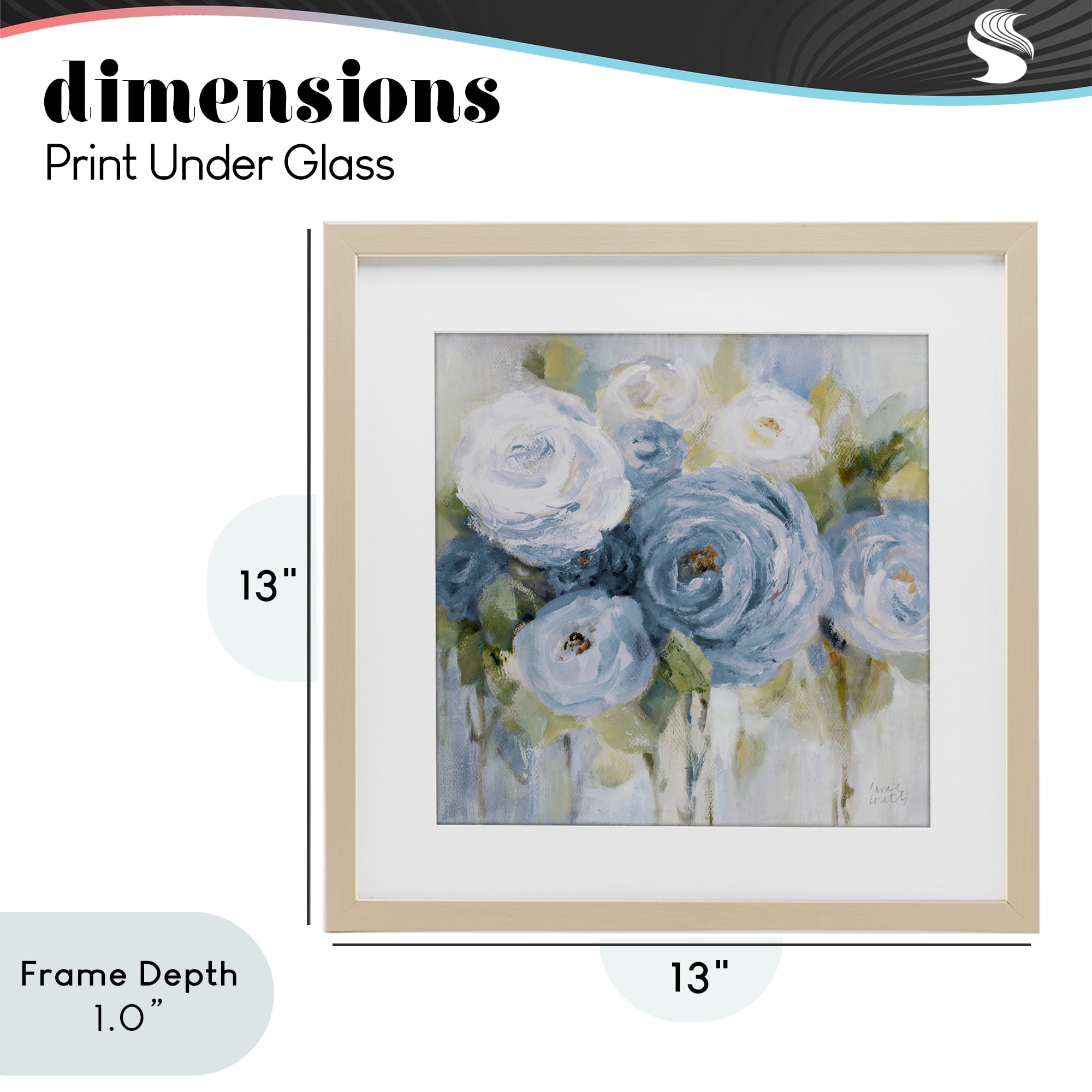 Stupell Industries Softly Blooming In Blues Birch Framed Print Under Glass, design by Lanie Loreth