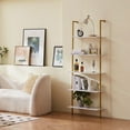 thumbnail image 4 of Choco Moon Industrial Metal Shelf 5 Tier, 24x11.8in Wall Mount, Gold White Storage Rack, Home Office Organizer, 4 of 11