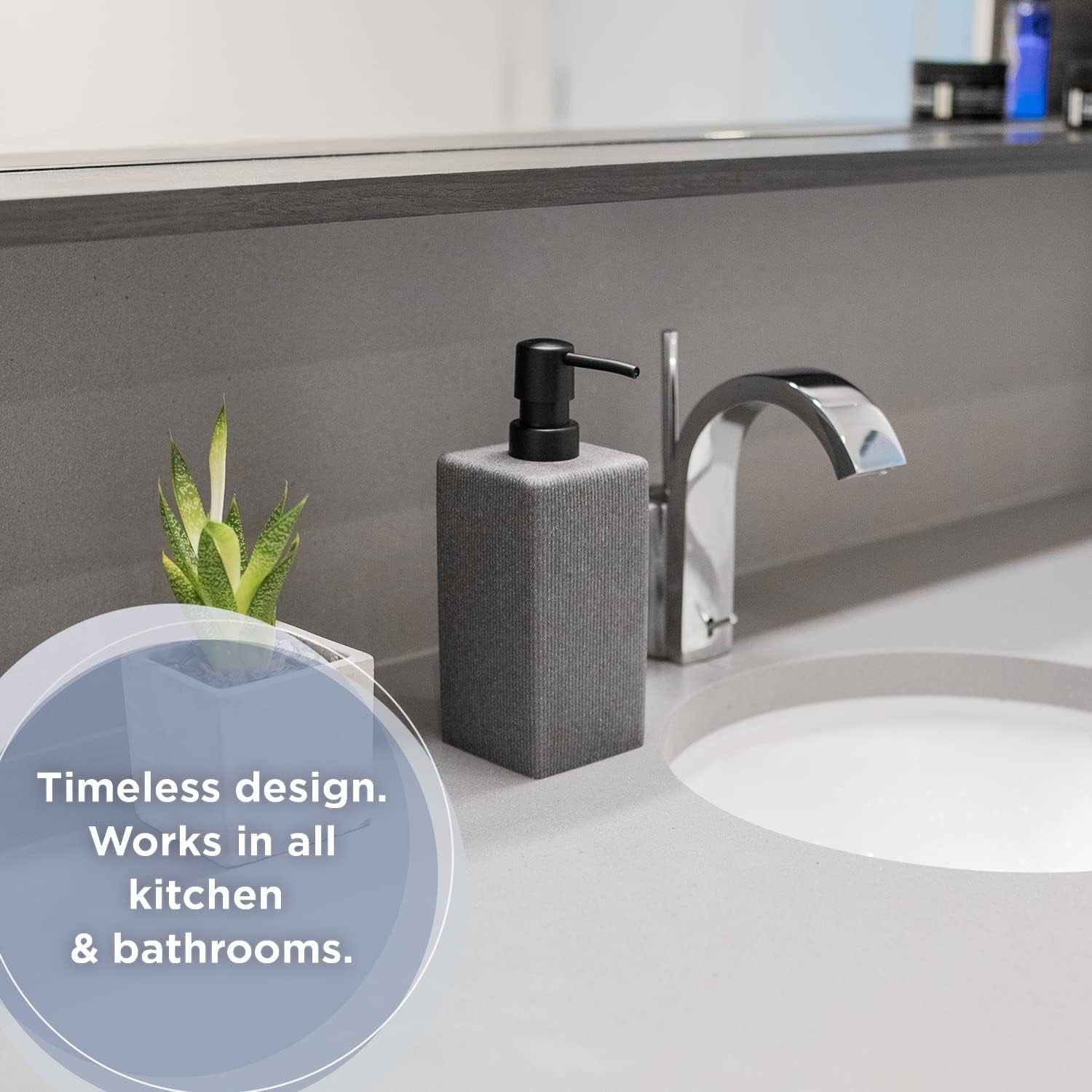 Kitchen Soap Dispenser Set of 3-3 Pack of Stone Kitchen Soap Dispenser with No-Leak Pump