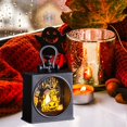 thumbnail image 6 of Halloween Vintage Handheld Lantern with Witch Castle Pattern, LED Flickering Flameless Candle Lamp, Portable Hanging Night Light Tabletop Ornament for Indoor Home Party Decor, 6 of 7