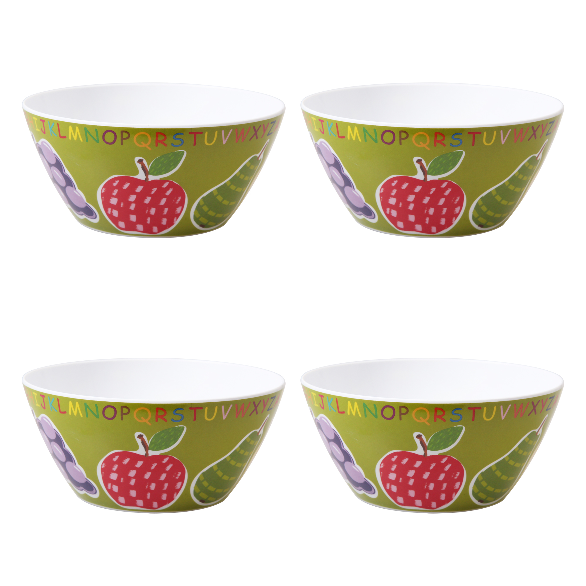 Mainstays Kids Melamine Bowls, 4 Pack, ABC's of Health