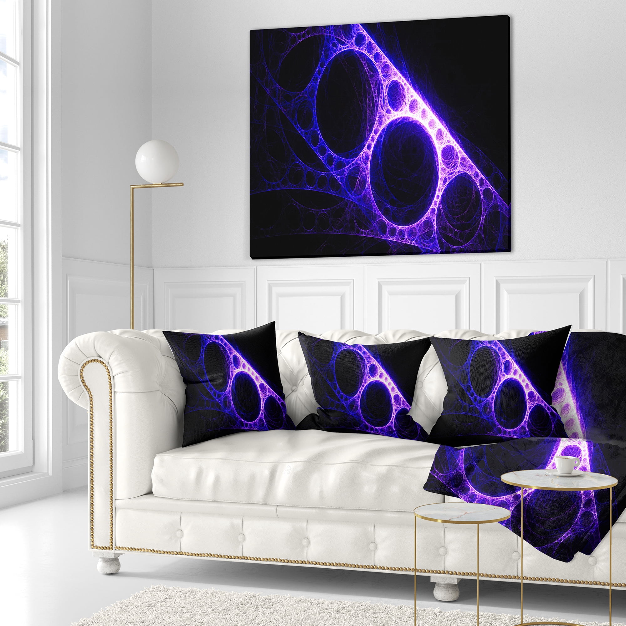 Designart Purple Metal Construction - Abstract Throw Pillow - 18x18