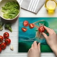 thumbnail image 3 of Underwater Cutting Board, Mermaid in Ocean on Waves Tail Sea Creatures Dramatic Sky Dark Clouds Print, Decorative Tempered Glass Cutting and Serving Board, Large Size, Blue Green, by Ambesonne, 3 of 5