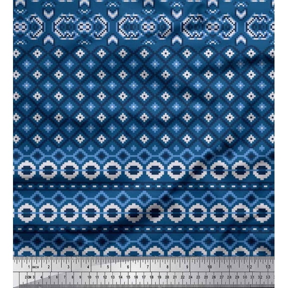 Soimoi Cotton Duck Fabric Aztec Geometric Print Fabric by The Yard 42 Inch Wide