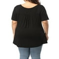 thumbnail image 4 of CHOK Chemise Henley Grande Taille pour Femmes Été Décontractée Manches Courtes Col en V Boutonnée Tunique Plissée, 4 of 6