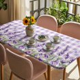 thumbnail image 3 of Spring Lavender Floral Table Cloths for 3 Foot Rectangle Tables, Flowers Butterfly Purple Plaid Patio Waterproof Elastic Fitted Tablecloths, Washable Rectangular Table Cover for Camping, 3 of 8