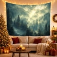 thumbnail image 3 of Misty Evergreen Forest with Waterfall and Layered Mountains, Moody Fantasy for Nature Lovers, Wilderness Mountain Art, Housewarming Gift Tapestry Wall Hanging for Living Room and Bedroom, 3 of 7