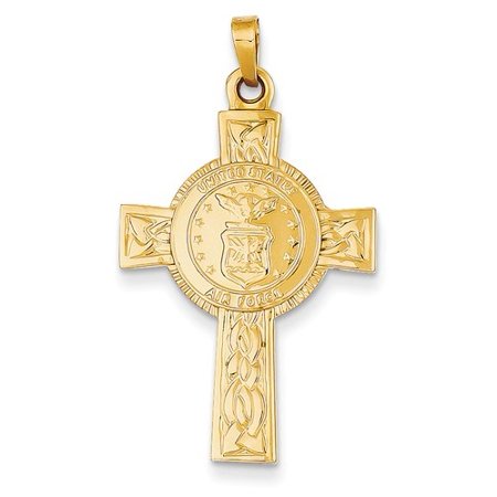 14k Yellow Gold Cross with Air Force Insignia Pendant