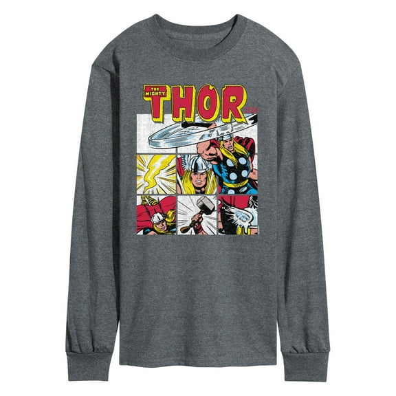 Marvel Thor - Comic Book Grid - Men's Long Sleeve Graphic T-Shirt