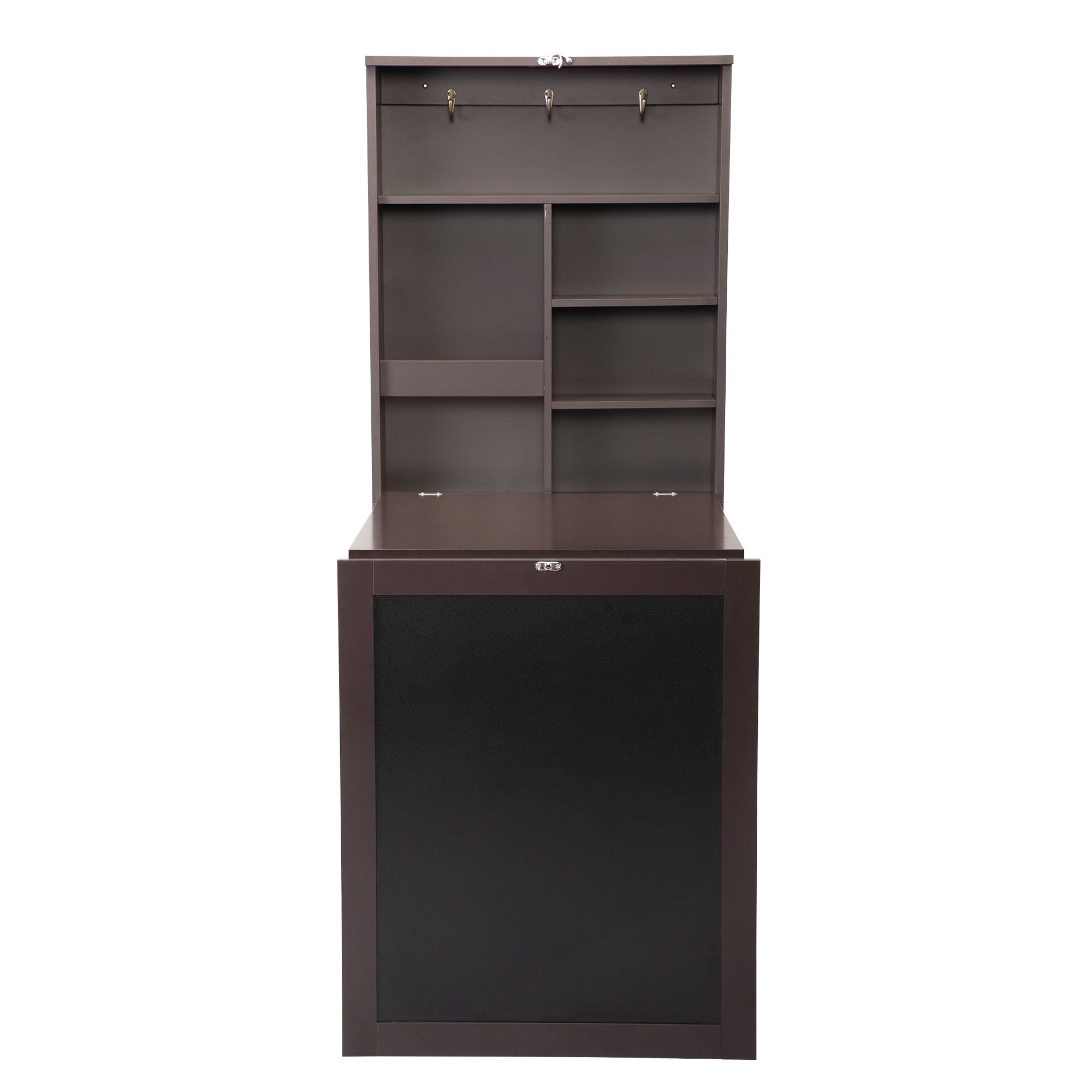 Lowestbest Wall-Mounted Desk, Foldable Computer Desk with Storage Shelf, Brown Lowestbest Wall-Mounted Desk, Foldable Computer Desk with Storage Shelf, Brown
