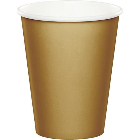 Gold Breakfast Cup - Creative Converting Glittering Gold Hot/Cold Paper Cups 9 Oz., 8 ct