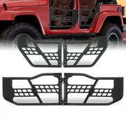For 2007-2018 Jeep Wrangler JK 4-Door Front & Rear Steel Armor Off-Road Safari Tubular Half Doors (Textured Black) - LH + RH Tube 08 09 10 11 12 13 14 15 16 17