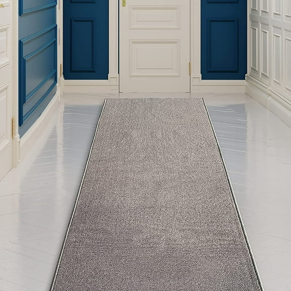 Custom Size Runner Rug Solid Design Gray Color 26 or 31 inch Wide Pick Your Length Non-Slip Rubber Backing Stair Runner