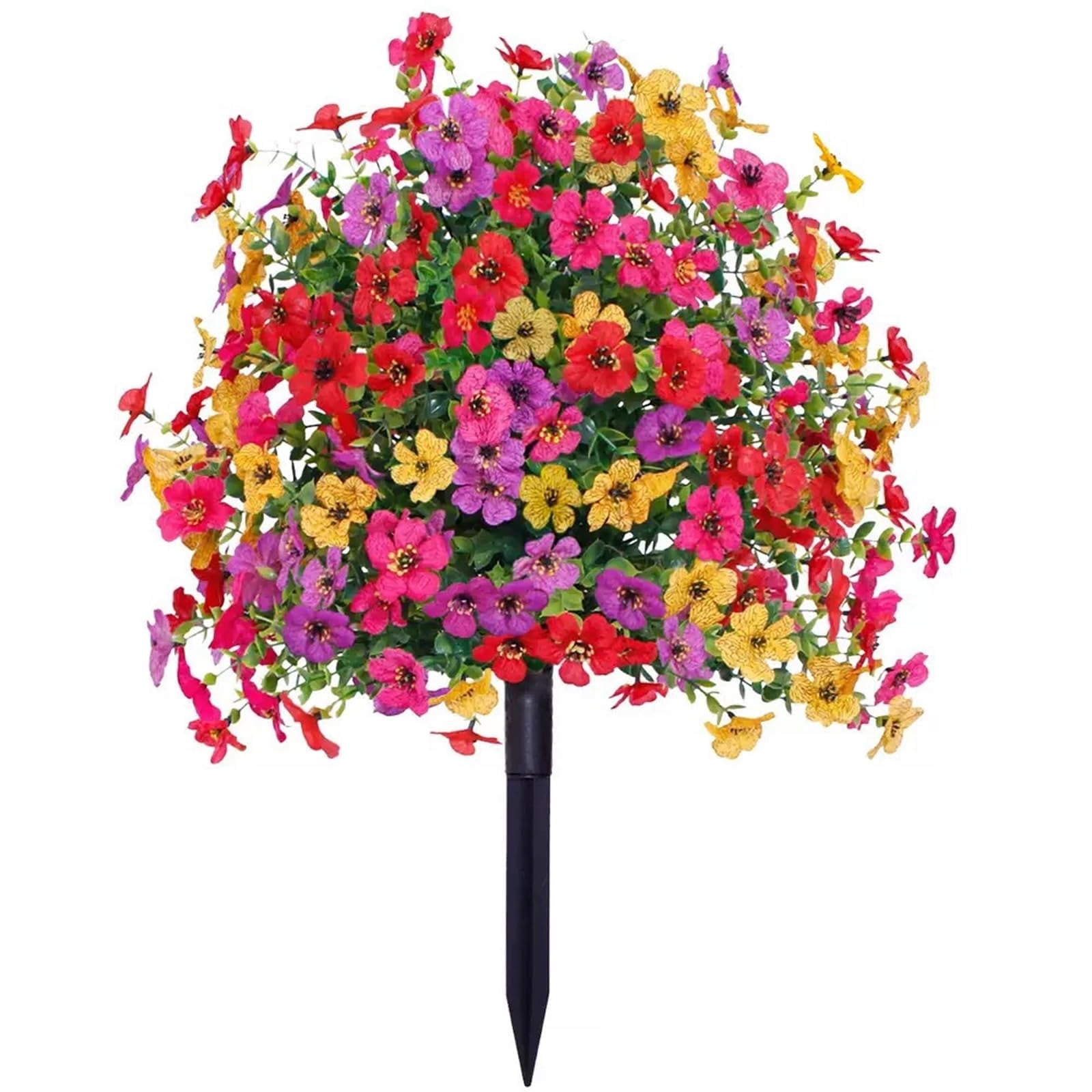 Artificial Petunias with Ground Stakes, 22 Inch Outdoor Faux Flowers, UV Resistant Fake Flowers for Garden, Planter, Porch, Yard and Patio Decor, Lifelike Spring Summer Flowers
