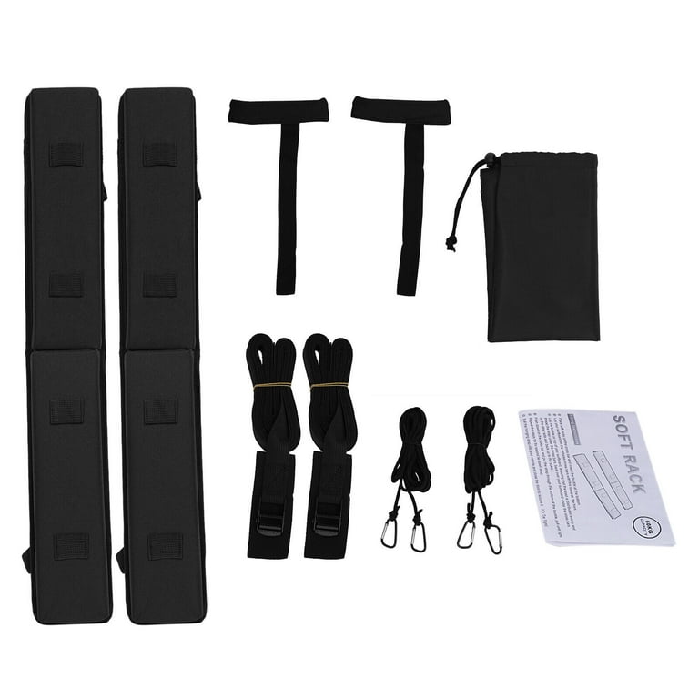 Golkcurx Universal Soft Roof Rack Pads for Kayak,Surfboard, SUP, Canoe,  Snowboard with15FT Tie-Down Straps*2 and Storage Bag*1 (Black)