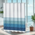 thumbnail image 2 of Shower Curtain Blue Geometric Lightweight Machine Washable Polyester Bottom Weighted Bathroom Curtain with Grommets Hooks 54"W x 78"L (Pack of 1), 2 of 6
