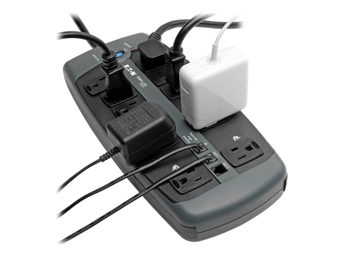 Tripp Lite, TRPTLP1008TEL, 10-Outlet Surge Protector, 1 Each, Silver