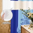 thumbnail image 2 of No Hook Shower Curtain with Built-in Rings - Retro Nautical Washable Waterproof Fabric Bathroom Curtains for Hotel,Rentals, Stall 48 X 72 Inch , Anchor Pattern Navy Sky Blue, 2 of 9