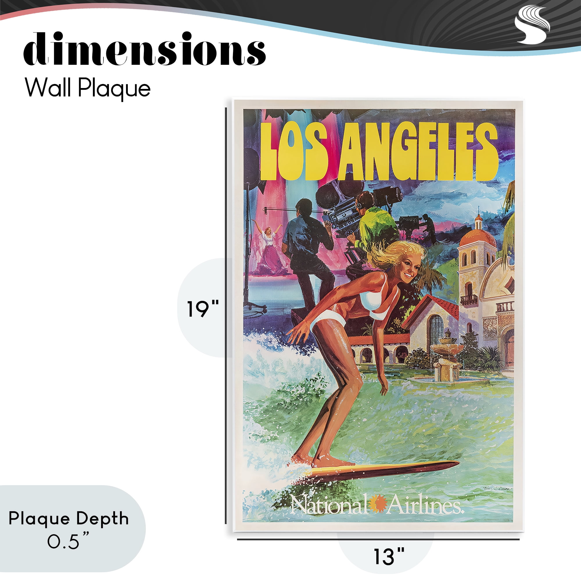Stupell Industries Vintage Los Angeles Travel Wall Plaque Art, design by Vintage Posters