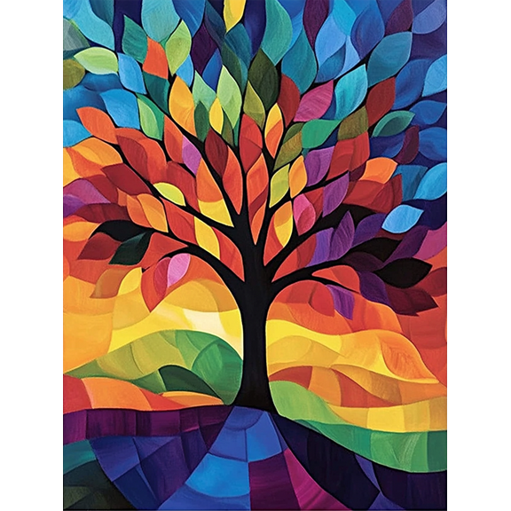 Colorful Abstract Tree Decorative Painting/Canvas Art， Suitable for Living Room， Bedroom， Dining Room，Gallery and More， Home Decor， Wall Art.