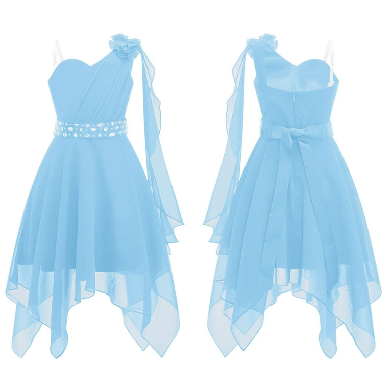 renvena Girls Kids One Shoulder Flower Dress Pleated Chiffon Wedding Bridesmaid Pageant Prom Ball Gown Light Blue 8 - Walmart.com renvena Girls Kids One Shoulder Flower Dress Pleated Chiffon Wedding Bridesmaid Pageant Prom Ball Gown Light Blue 8 - Walmart.com
