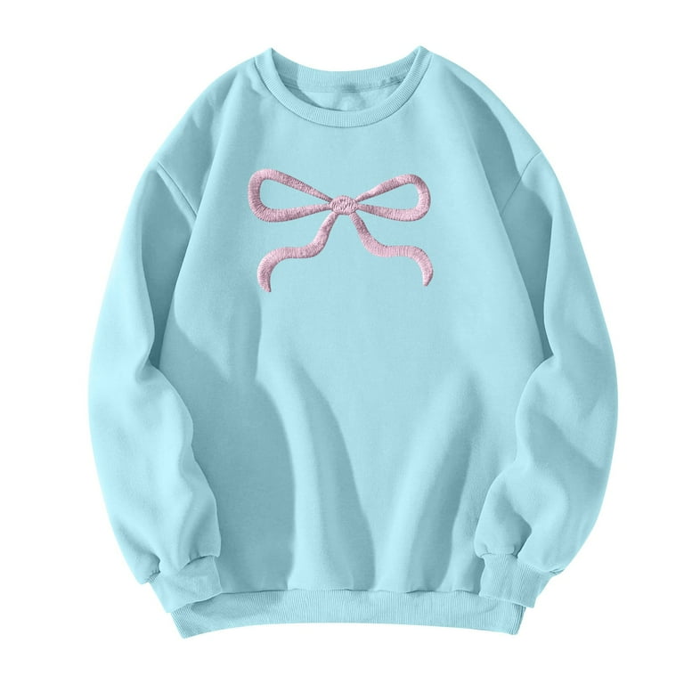 BDPORKAS Pink Bow Sweatshirt for Women Coquette Sweater