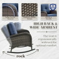 thumbnail image 3 of PARKWELL Outdoor Patio Rocking Chair Wicker High Back Rocker Lounge Chair with Cushion for Backyard Deck Porch,Navy, 3 of 6