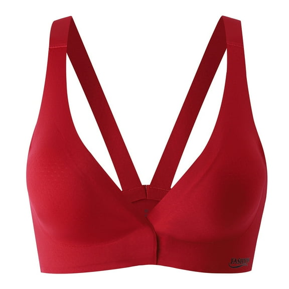 Xucatan Front Closure Women's Wireless Bra V Neck Seamless Bralette Soft Padded No Underwire Everyday Bras Plus Size Sleep Bra Gift