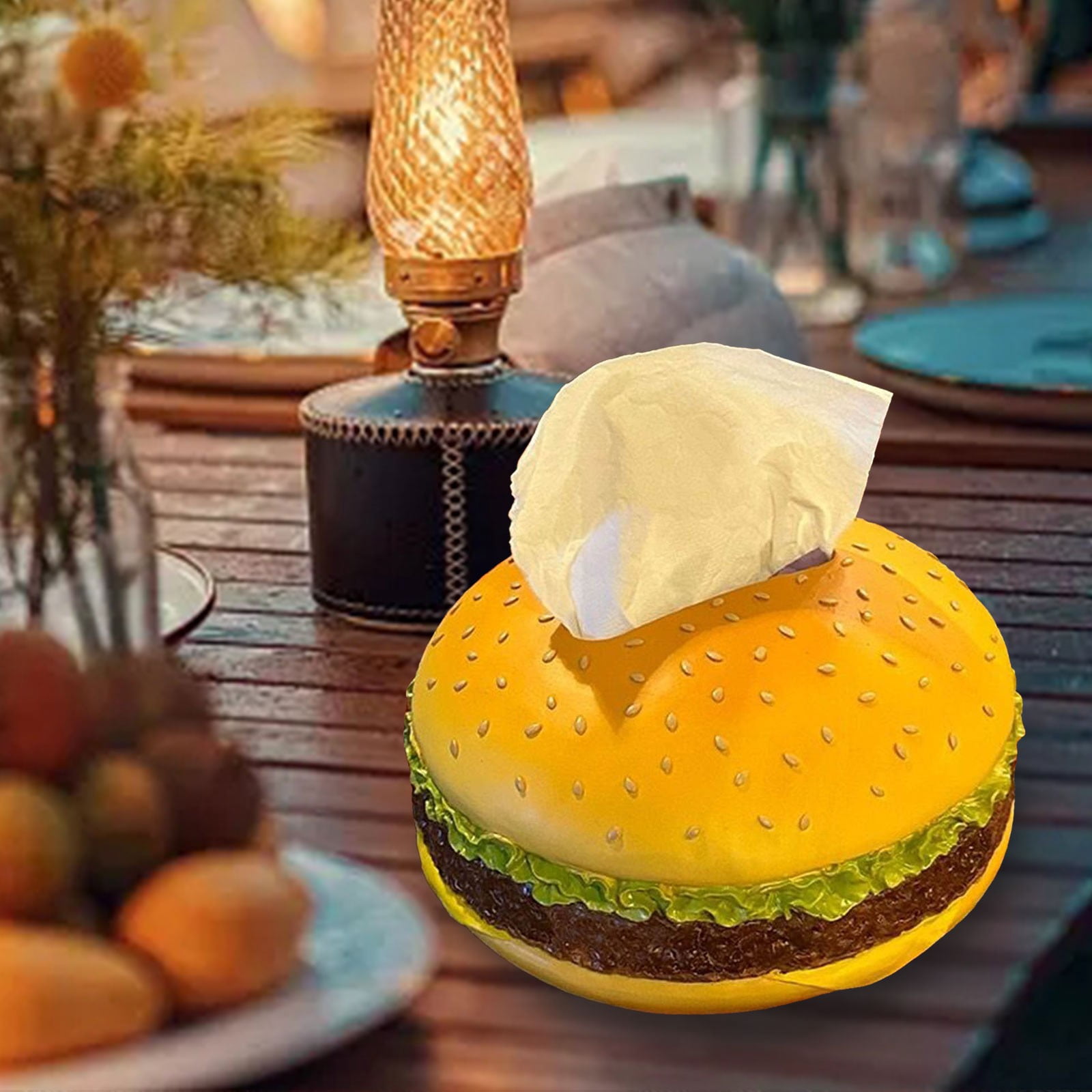 Boîte à Mouchoirs Décorative En Forme De Hamburger - Résine - Organisateur Créatif Pour Maison/bureau