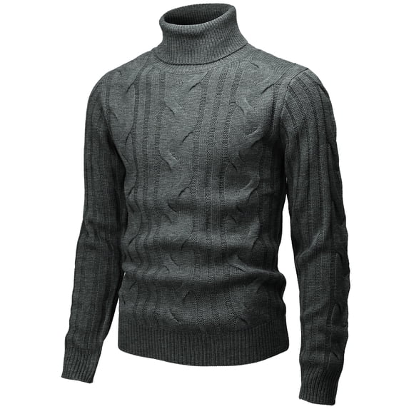 Mens Casual Slim Fit Pullover Sweaters Knitted Turtleneck Twisted Patterned Thermal (CMOSWL076)