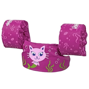 Puddle Jumper Kids Fabric Life Vest with Armbands, Cat Mermaid, 33-55 lbs Weight Capacity
