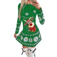 thumbnail image 1 of TheFound Women's Dress, Christmas Style Pattern Round Neck Long Sleeve Dress, 1 of 2