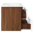 thumbnail image 3 of Wall Mount Sink Vanity Cabinet, White Walnut, Wood, Mid Century Hotel Bedroom Bathroom, Modern Contemporary HB33710, 3 of 9