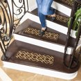 thumbnail image 2 of Ottomanson Non-Slip Rubberback Diamond 8.5" x 26" Indoor Stair Treads, 7 Pack, Brown/Beige, 2 of 10