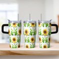 thumbnail image 2 of Sunflower 20oz Stainless Steel Tumbler with Handle and Straw – Insulated Travel Cup with Sliding Lid, 360° Full Wrap Printed Mug for Home, Outdoor & Sports Use, Foral, 2 of 6
