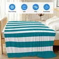 thumbnail image 4 of Teal Striped Cooling Blanket, Lightweight Breathable Summer Throw Blanket with Double Sided Cold Effect,Simple Art Vertical Stripe Farmhouse Picnic Beach Blankets Bed Sheet for Hot Sleepers 30"x40", 4 of 8