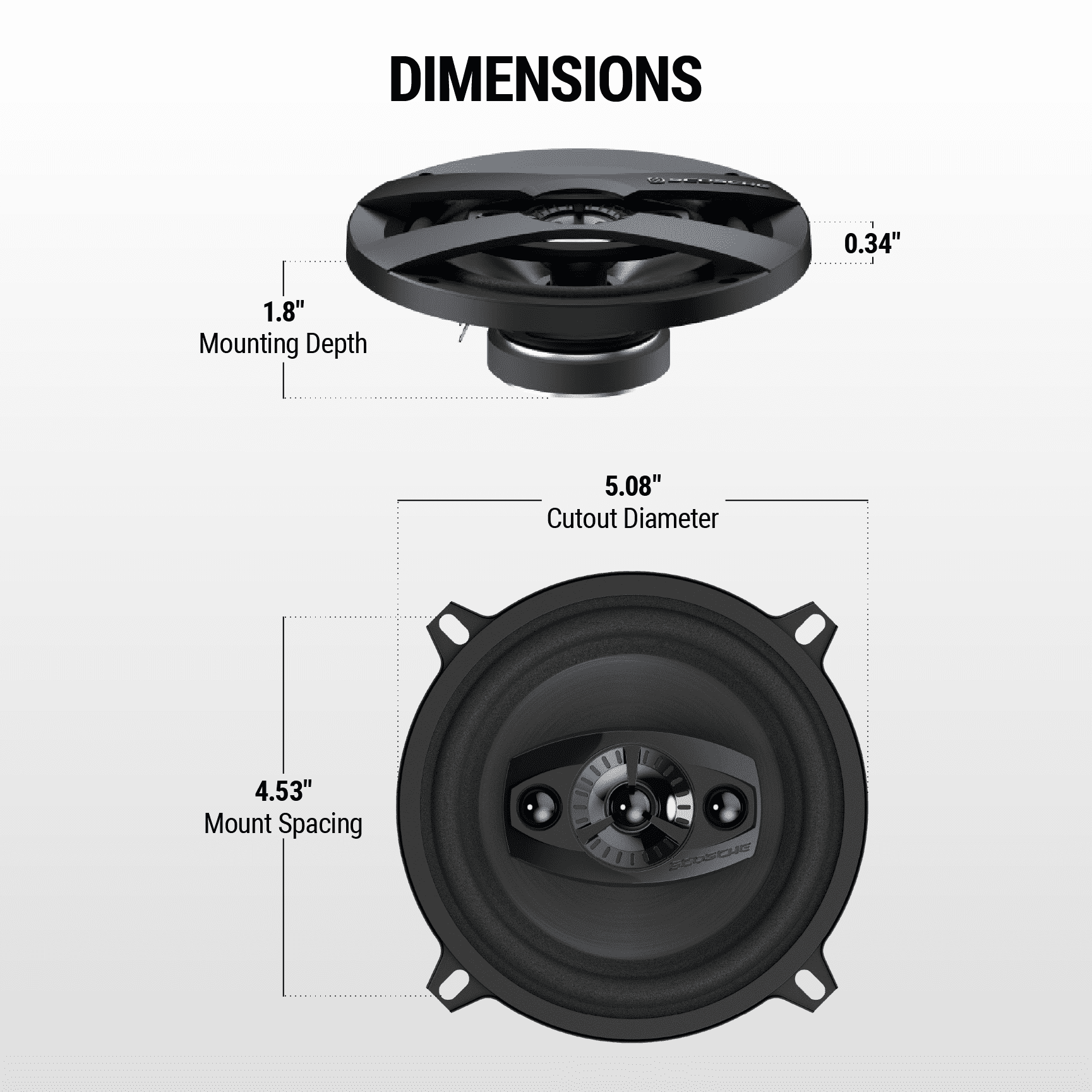 Scosche 5.25" 4-Way Car Audio Speaker Pair - 160W Peak Power - Precision HD Sound, HD5254A-WM1SD