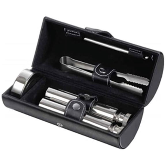 Visol VAC301 Venture Black Leather Drinking Travel Gift Set