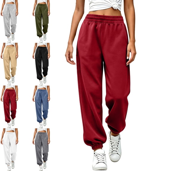 MLCDZ Fall Sweatpants Women Baggy Lounge Lightweight Pants Workout Gym Active High Waisted Comfy Joggers for Women Golf Hiking Trousers with Pockets
