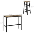 thumbnail image 2 of 5-Piece Bar Table and Chairs Set with Metal Frame for Dining Room, Rustic Brown, 2 of 11