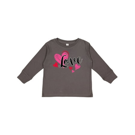 

Inktastic Valentine s Day Love with Pink and Red Hearts Gift Toddler Boy or Toddler Girl Long Sleeve T-Shirt