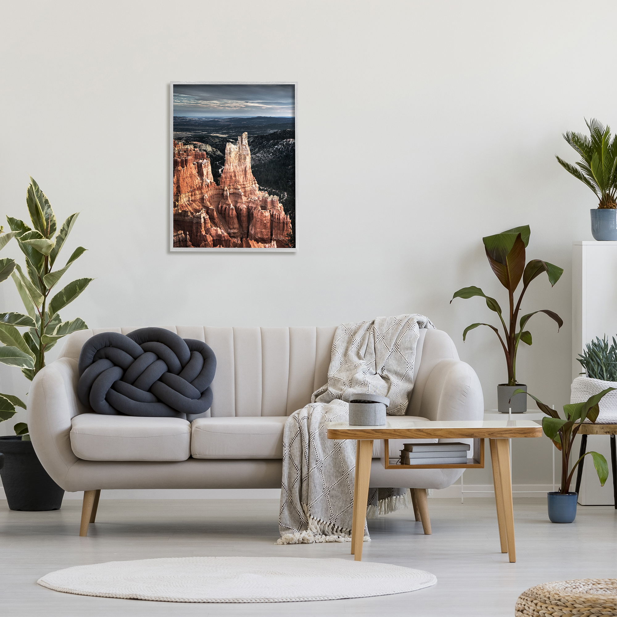 Stupell Industries Canyon Butte Photography Landscape Photography Gray Framed Art Print Wall Art, 24 x 30