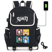 Roffatide Anime Demon Slayer Kamado Tanjirou Kamado Nezuko Laptop Backpack with USB Charging Port