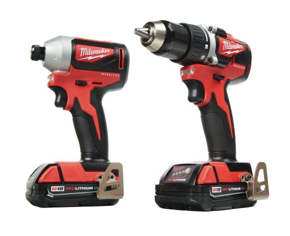 Milwaukee M18 18-Volt Lithium-Ion Brushless Cordless Compact Drill/Impact Combo Kit (2-Tool) W/ (2) 2.0Ah Batteries, Charger & Bag