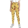 thumbnail image 2 of COEQINE Christmas Girls Leggings Buttery Soft Bee Print Candy Cane Yellow Yoga Pants Full Length High Waist Tummy Control for Jogging Running for 12-13 Years Kids Girls, 2 of 7