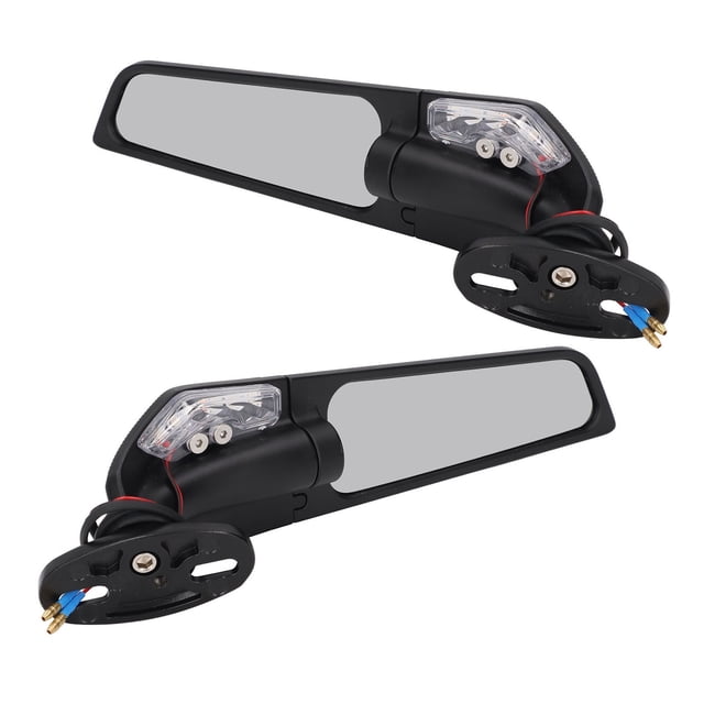 Espejos retrovisores giratorios para motocicleta deportiva, espejo lateral izquierdo y derecho con luces LED de repuesto para Ninja 250 300 H2 H4