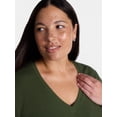 thumbnail image 4 of Terra & Sky Women's Plus Size V Neck Tee with Short Sleeves, Size 0X-5X, 4 of 5
