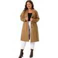 thumbnail image 3 of DARING DIVA Plus Size Faux Suede Trench Notch Lapel Long Sleeve Jacket 1X Brown, 3 of 6