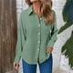thumbnail image 2 of Top de encaje,Blusa de manga larga con bolsillos y botones para mujer, color liso, tejido suave y transpirable, corte holgado, informal, para uso diario, sopatenor, 2 of 7